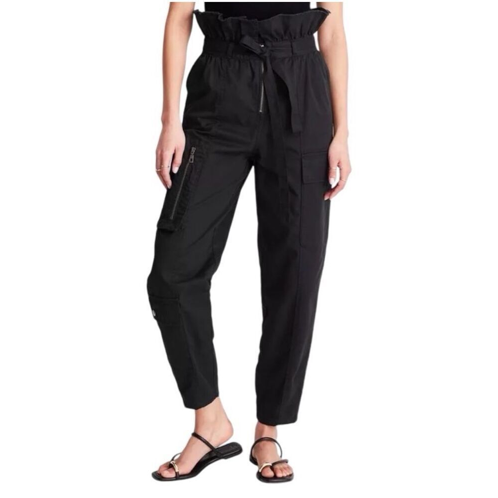 NEW Future Collective Jenny K. Lopez Fold Over Cargo Pants Black 8
